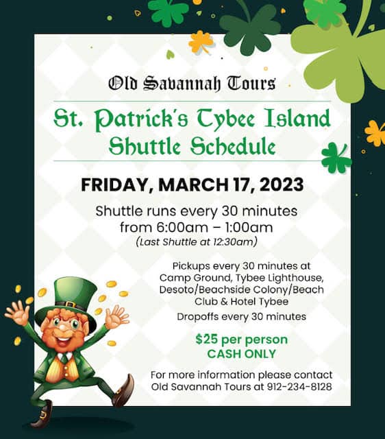 Old Savannah Tours St. Patrick's Day Shuttle (Tybee Island) - Buy Local